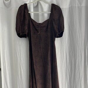 Madewell silk midi puffed sleeved dress - size 2